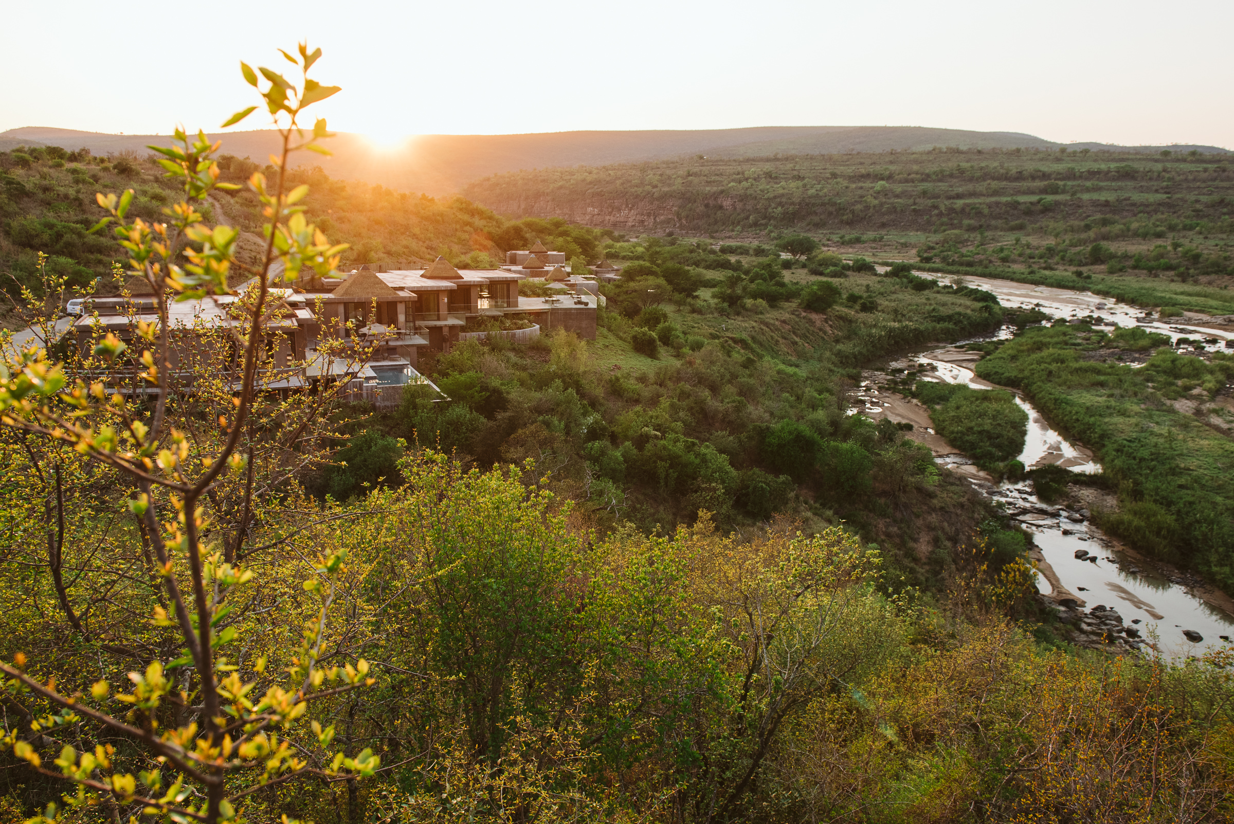 Biyela Lodge in Mfulawozi Game Reserve at sunrise shot by Casey Pratt